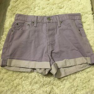 Levi’s 501 High Waisted Purple Denim Shorts